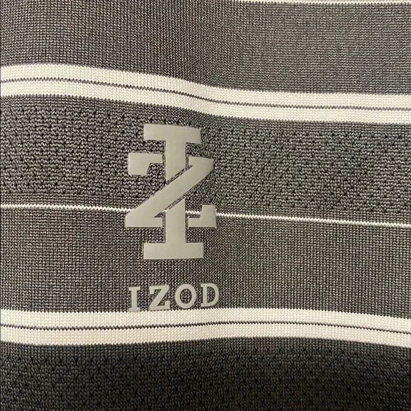 IZOD Men's Polo Shirt with Gray and White Stripes - Picture 4 of 6